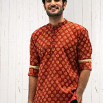 Men Red & falu red Ethnic Motifs Flared Sleeves Thread Work Kurta