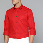 Men Red Pure Cotton Solid Slim Fit Casual Shirt